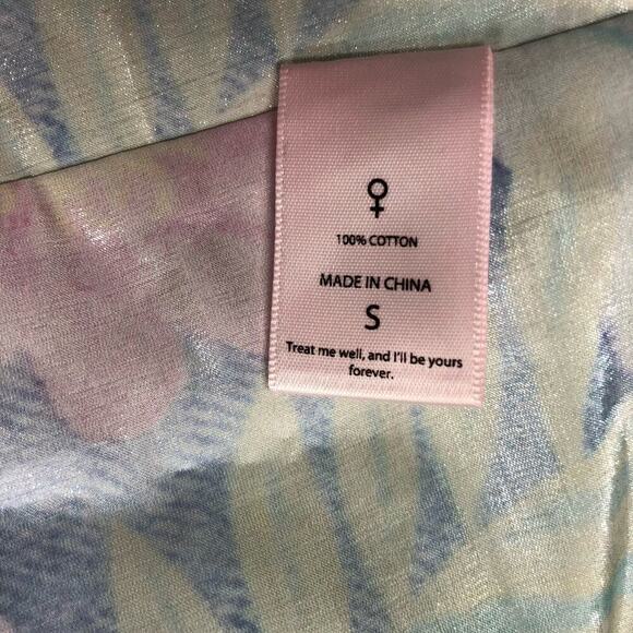 Selkie The Puff Babydoll MIni Dress White w/ Pastel Print Size Small - Picture 10 of 10